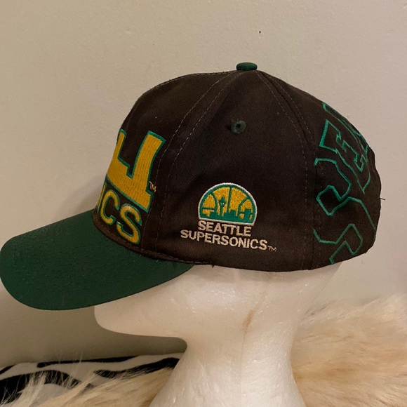 Seattle SuperSonics Vintage 90s Big Logo Athletic Hat Snapback Cap Sonics - Picture 5 of 17
